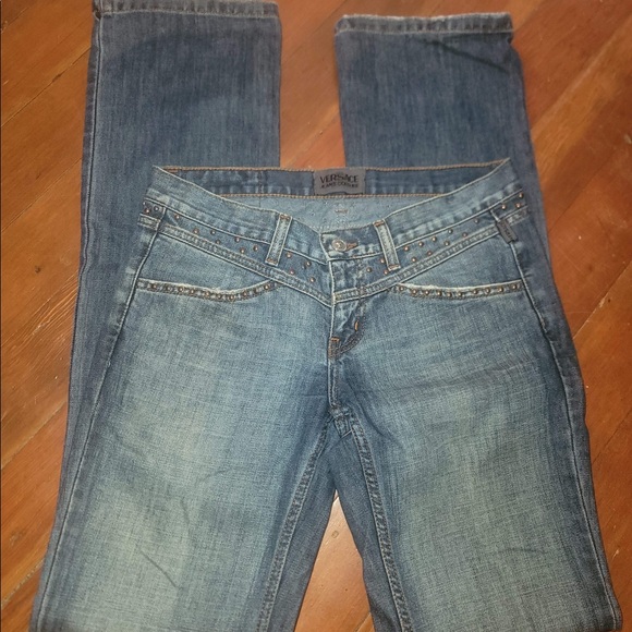 Versace Studed Medusa Logo Design Back Pockets Blue Jeans European size 29/30 - Picture 11 of 14